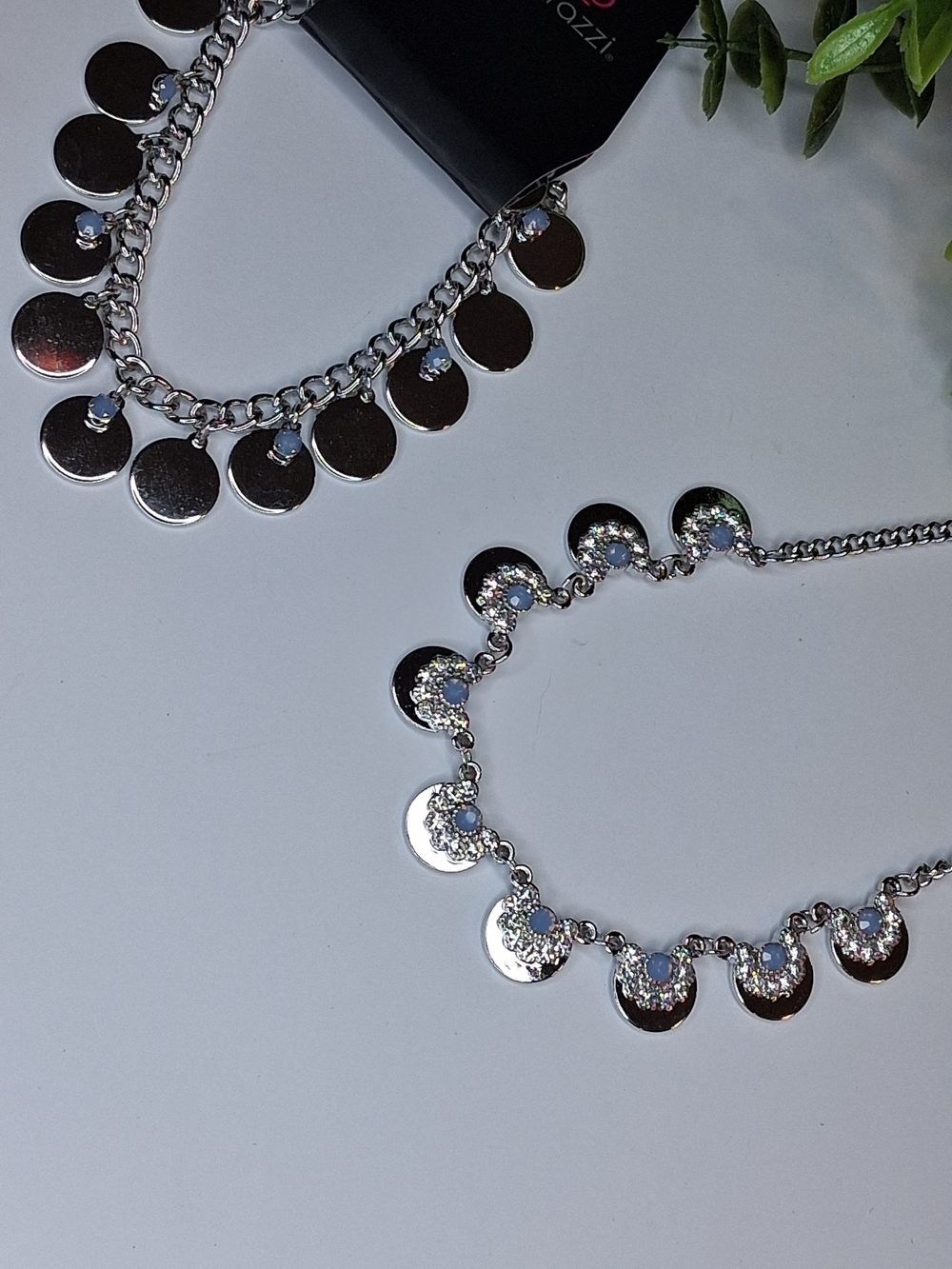 Silver And Blue Opalascent Necklace And Bracelet Set